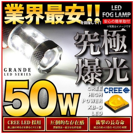 アルファード 10系 カスタム 50W LED フォグ ランプ ライト バルブ HB4